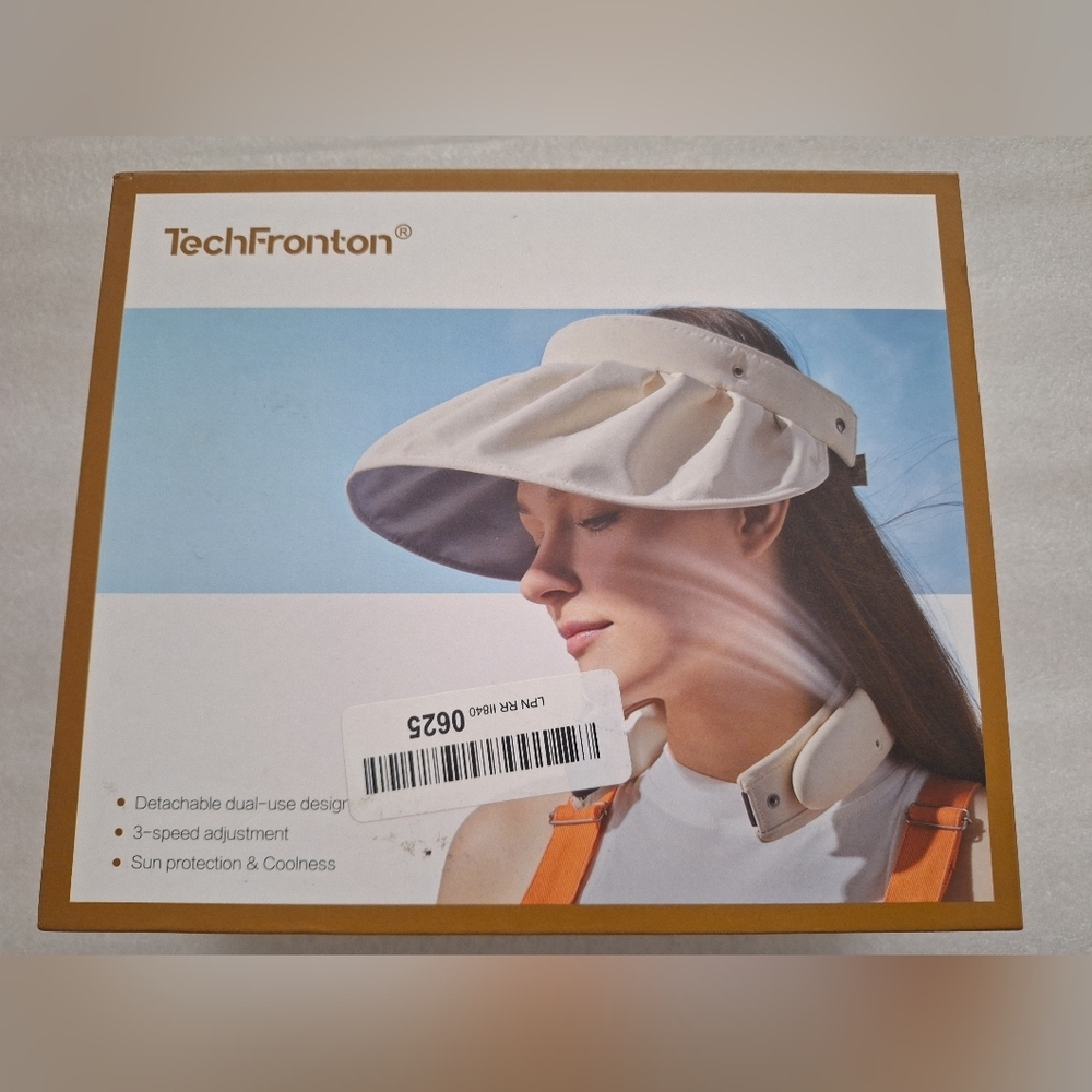 TechFronton Portable Neck Fan with Visor Hat, Detachable Hanging Neck Fan3 Spee